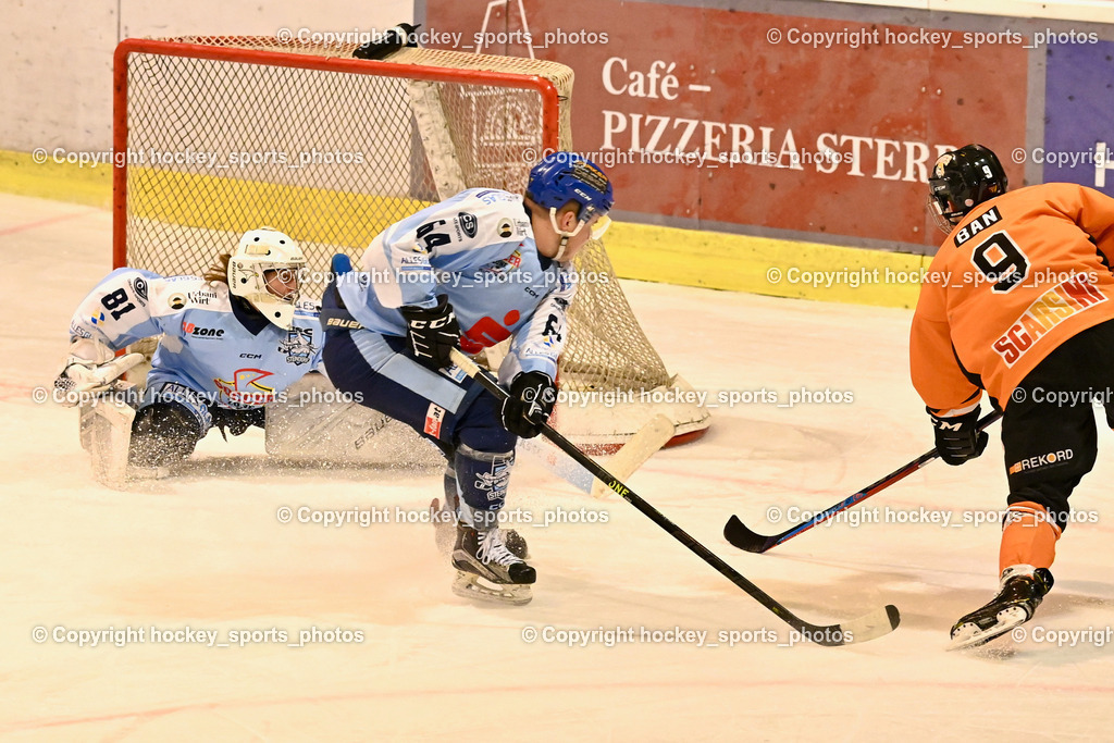 USC Velden vs. ESC Steindorf 9.1.2023 | #64 Stichauner Fabian, #81 Adamitsch Anja, #9 Ban Christian, Tor USC Velden