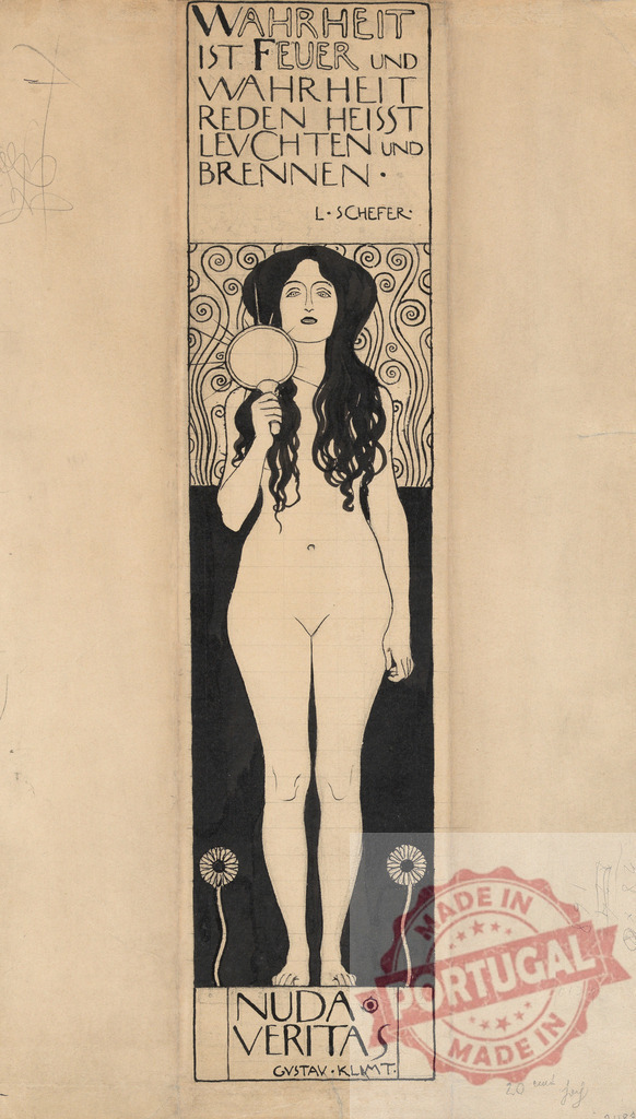 Nuda Veritas Gustav Klimt symbolism of truth. Gustav Klimt | Nude woman holding a mirror, representing truth, in Art Nouveau style with German text - Realized with Pictrs.com