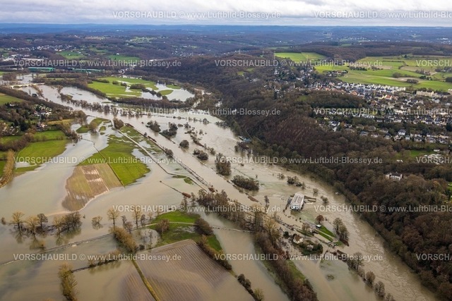 Hattingen231202188Ruhr-topaz | Luftbild, Ruhrhochwasser, Weihnachtshochwasser 2023, Fluss Ruhr tritt nach starken Regenfällen über die Ufer, Überschwemmungsgebiet Blankensteiner Schleuse am Leinpfad bis Ruhrbrücke Kemnade, Ortsansicht Blankenstein und Burg, Stiepel, Bochum, Ruhrgebiet, Nordrhein-Westfalen, Deutschland