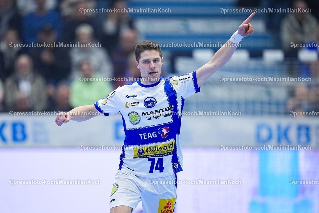 xYDRx19022601008 | 19.02.2026, xydrx, Handball, 1.HBL, VfL Gummersbach - ThSV Eisenach, Schwalbe-Arena: Vincent Buechner (ThSV Eisenach #74) jubelnd   Photo: xYannisxDreimannxPressefotoKochx