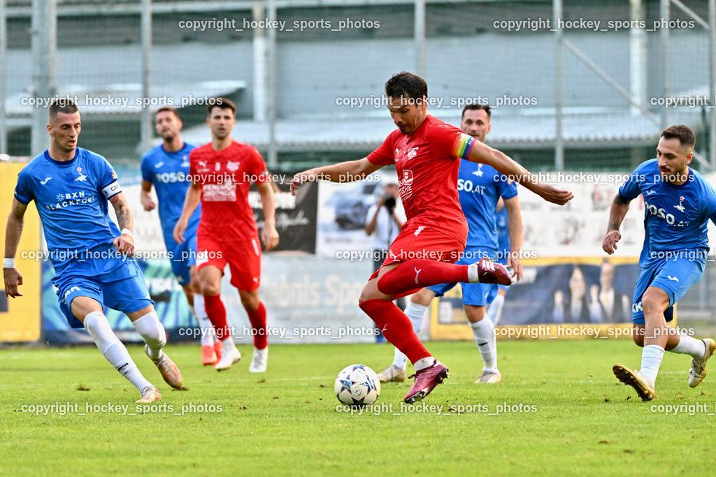 KAC 1909 vs. SAK | #24 Zoran Vukovic SAK, #2 David Gräfischer KAC 1909, #10 Yosifov Svetlozar Angelov SAK, KAC 1909 vs. SAK, KAC 1909 vs. SAK am 06.09.2024 in Klagenfurt (Sportplatz KAC), Austria, (Photo by Bernd Stefan)