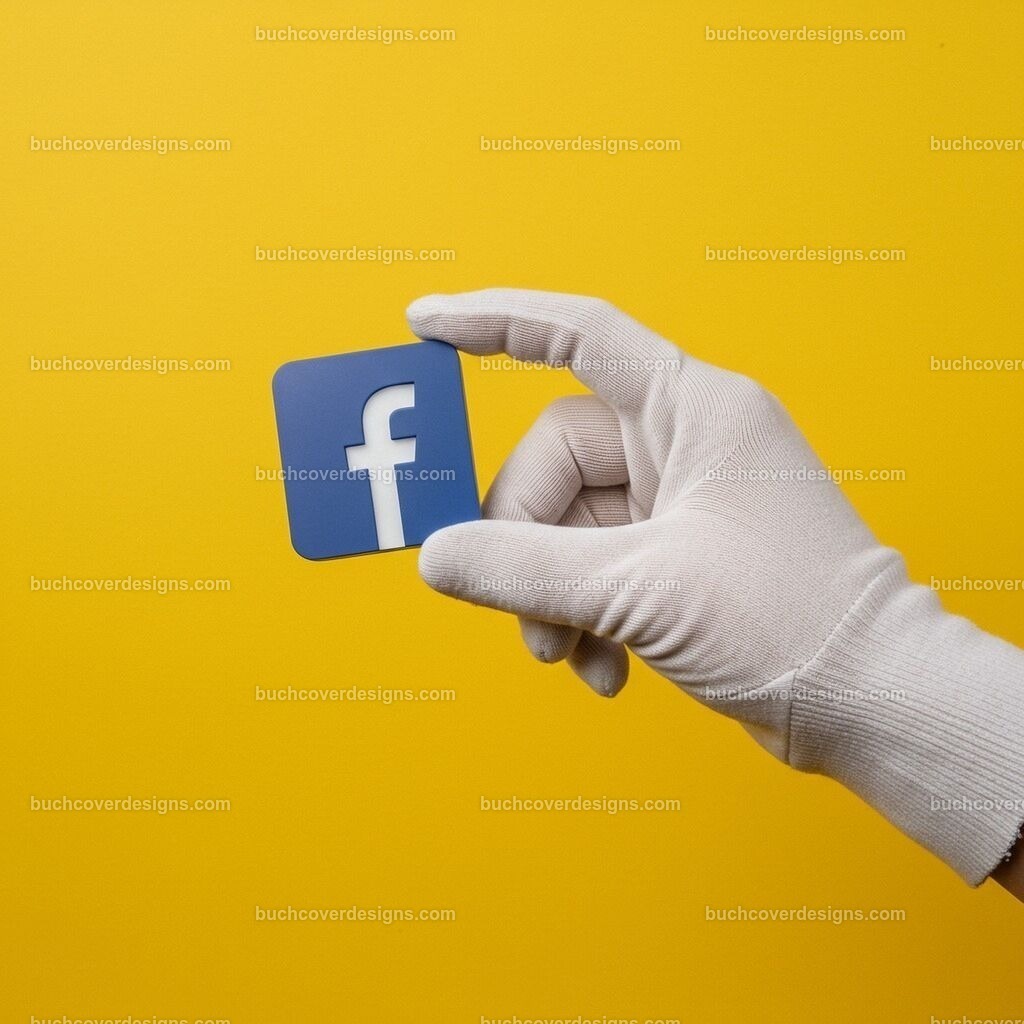 Facebook logo mit Hand mit weißen Baumwollhandschuhe | Entdecken Sie kreative Buch Cover Designs für Self-Publishing-Autoren und Verlage! Unsere maßgeschneiderten Designs ziehen Leser an und bringen Ihre Geschichten visuell zum Leben. Lassen Sie uns Ihr perfektes Cover gestalten!