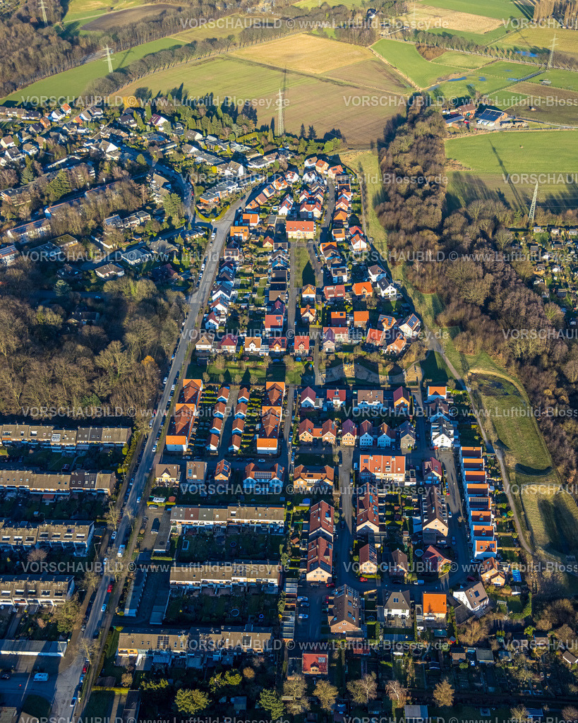 Gladbeck240108268 | Luftbild, Reihenhäuser Wohnsiedlung an der Wielandstraße, Schriftsteller-Siedlung, Butendorf, Gladbeck, Ruhrgebiet, Nordrhein-Westfalen, Deutschland