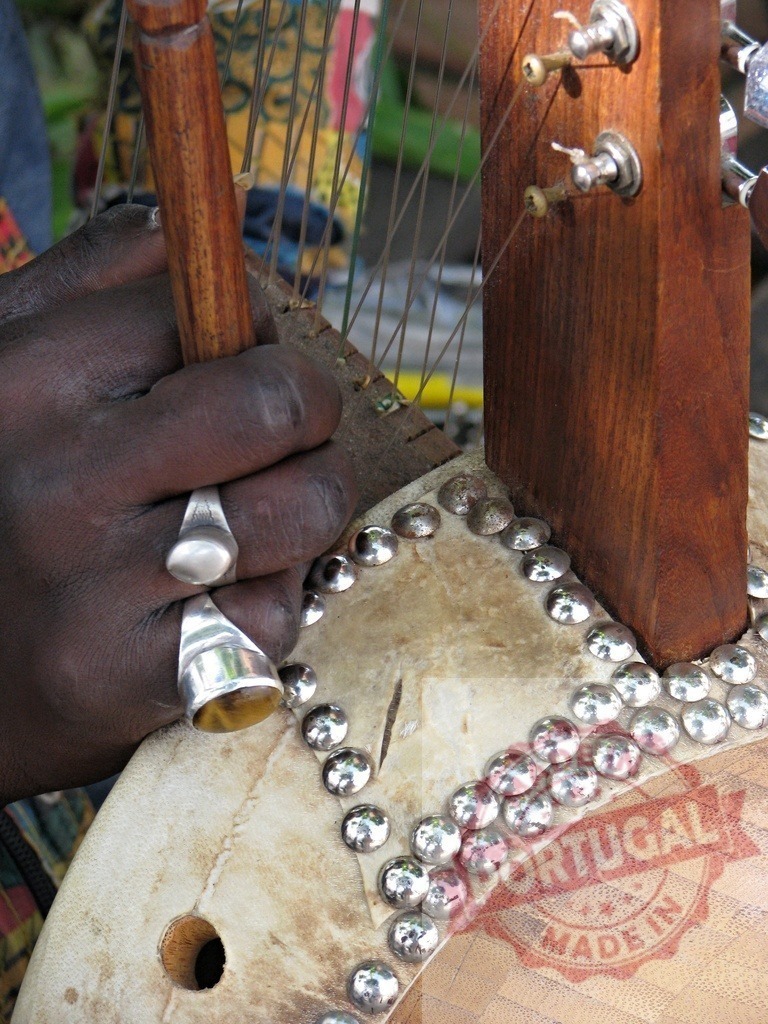 Musician playing kora, a traditional West African string instrument | Close-up of hands playing a kora, a 21-string bridge-harp used extensively in West Africa - Realisiert mit Pictrs.com