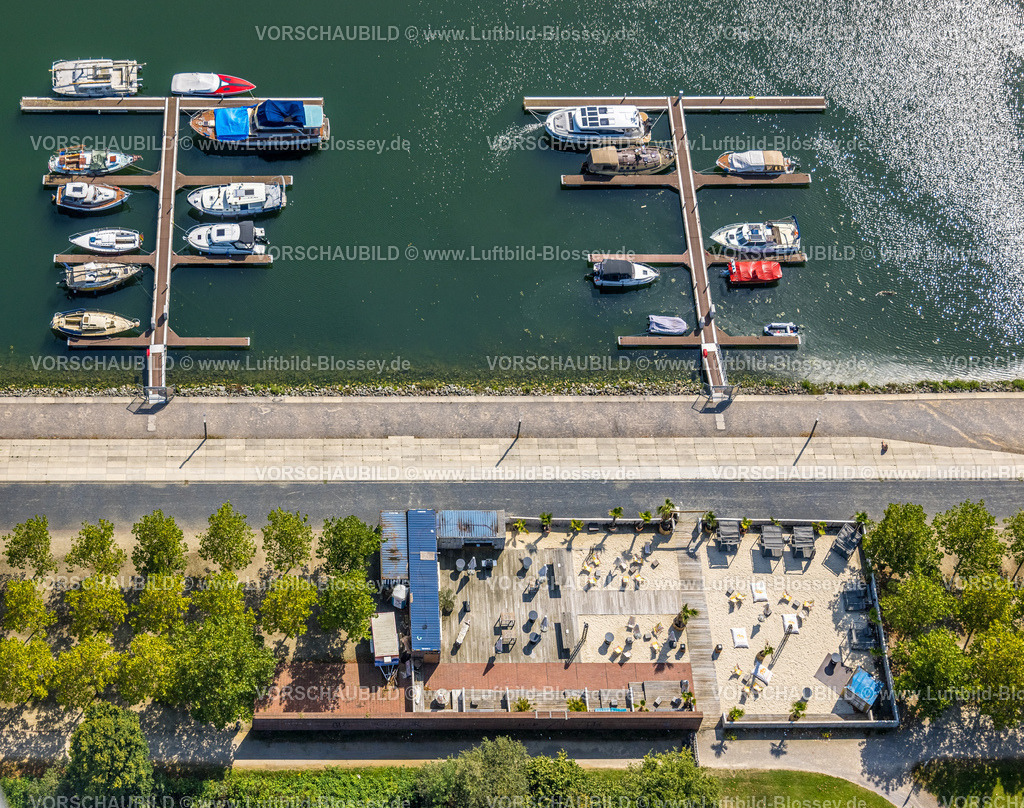 Gelsenkirchen240808796GE-Sued | Luftbild, Stölting Marina Yachthafen am Rhein-Herne-Kanal, Anlegestelle für Boote am Stadtquartier Graf Bismarck, Bismarck, Gelsenkirchen, Ruhrgebiet, Nordrhein-Westfalen, Deutschland