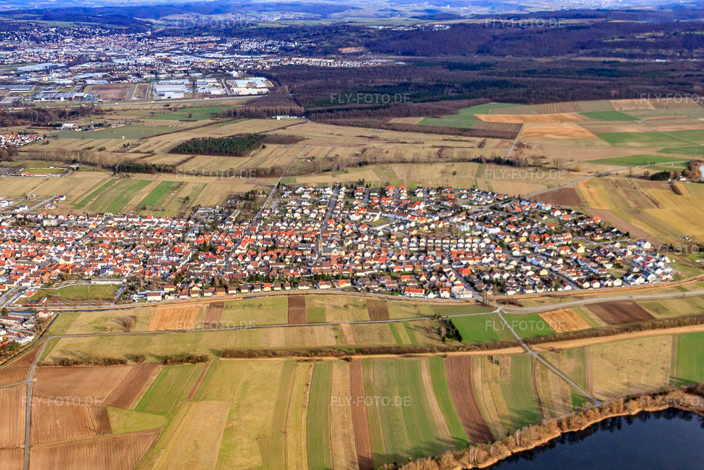 Luftbild: Ortsansicht von Westen im Ortsteil Neuthard in Karlsdorf-Neuthard im Bundesland Baden-Württemberg in Deutschland. Foto: IMG_24608.jpg vom 27.02.2010 durch Werner Riehm/FLY-FOTO.de