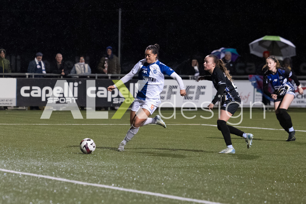 Fußball I Frauen I Saison 2025-2026 I AXA Women's Super League | Women I 14. Spieltag I Grasshoppers Club Zürich - FC Luzern I 14.02.2026 | 12 Kayla McKenna (JM) (GC Zürich) – Angriff - Realisiert mit Pictrs.com
