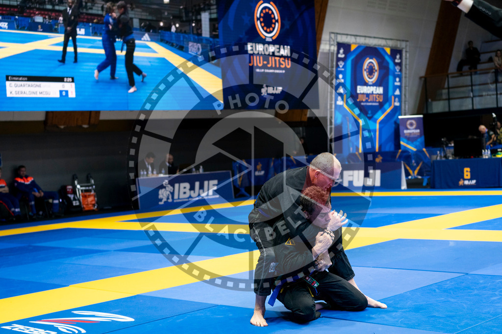 20240122PBB6031 | Fighters compete during the second day of the IBJJF European Championship in Paris, France, on January 22, 2024.