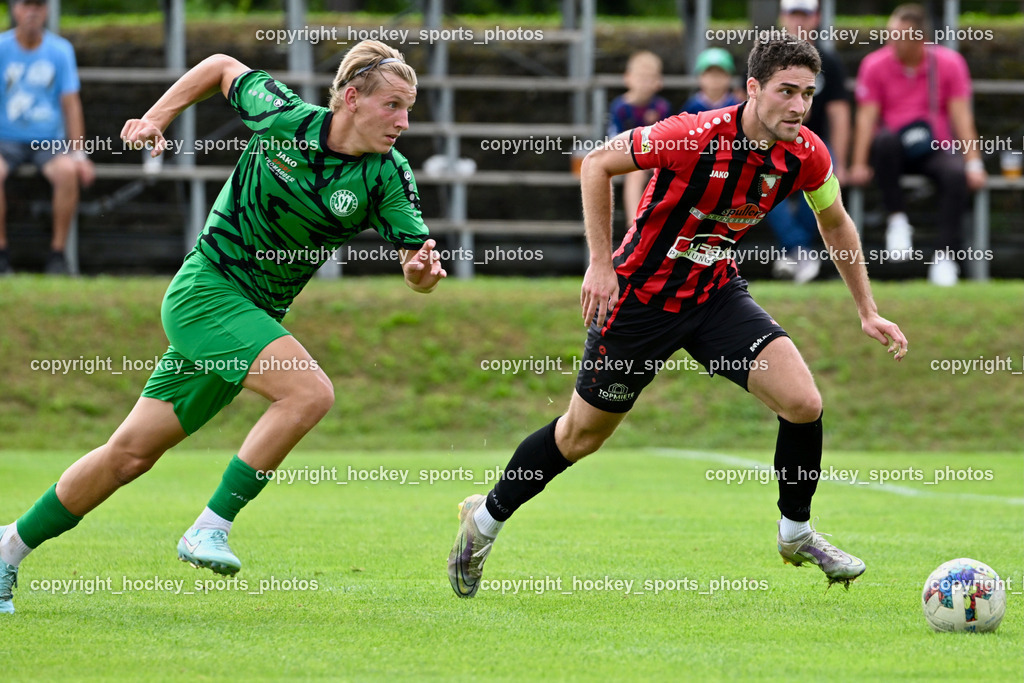 ATUS Nötsch vs. SC Landskron | #10 Jonas Steinwender SC Landskron, #21 Nicolas Janschitz ATUS Nötsch, ATUS Nötsch vs. SC Landskron, ATUS Nötsch vs. SC Landskron am 26.07.2025 in Nötsch (Dobratsch Arena), Austria, (Photo by Bernd Stefan)