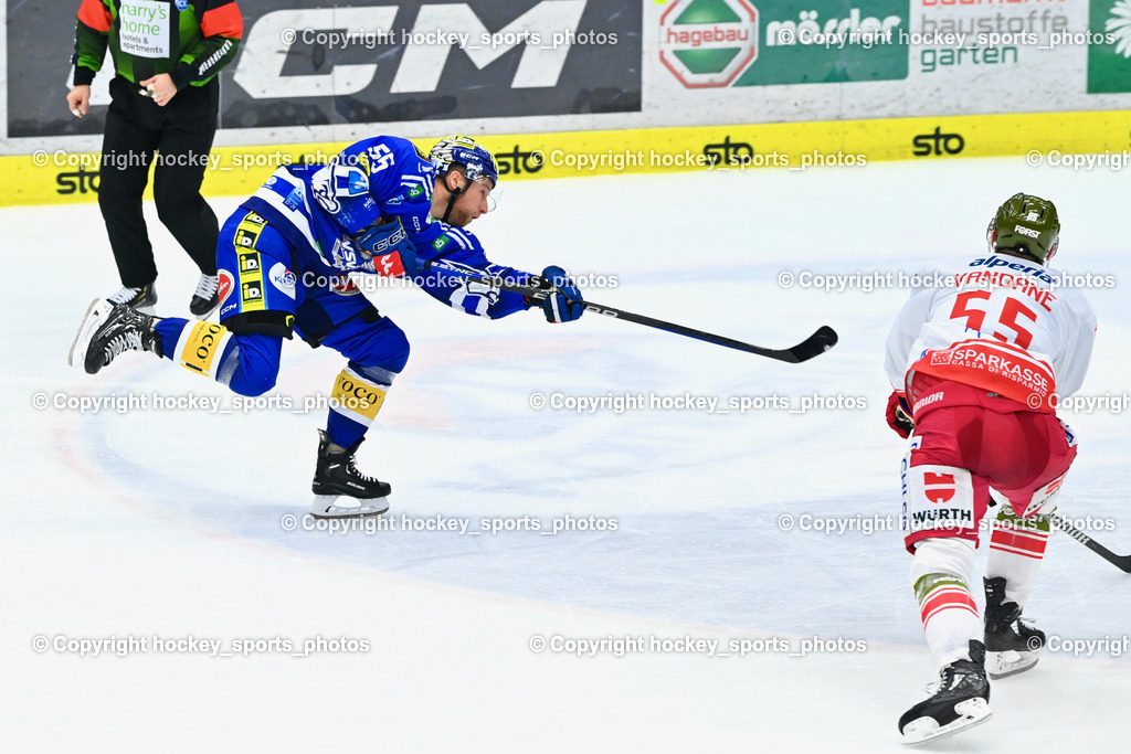 EC VSV vs. HC Bozen 16.2.2024 | #55 SABOLIC Robert,  #55 Vandane Davis, EC VSV vs. HC Bozen 16.2.2024, EC VSV vs. HC Bozen 16.2.2024 am 16.02.2024 in Villach (Stadthalle Villach), Austria, (Photo by Bernd Stefan)