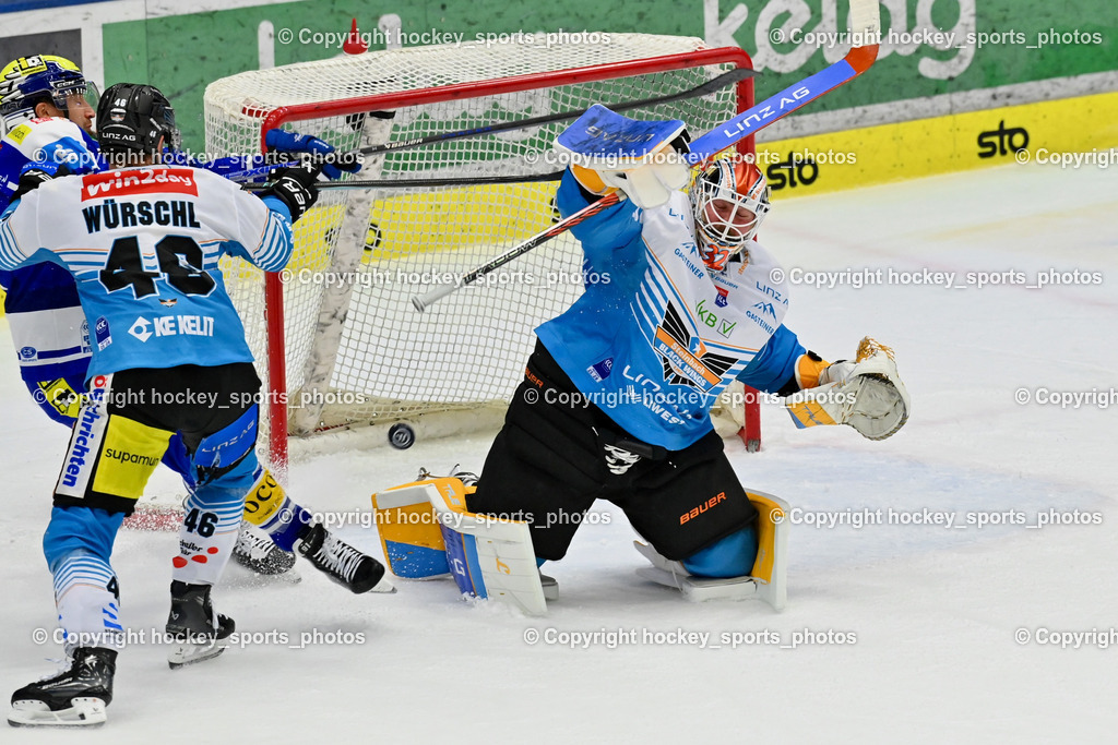 EC IDM WÄRMEPUMPEN VSV vs. Steinbach Black Wings Linz | #32 Rasmus Tirronen Black Wings Linz, #46 Niklas Andre Würschl Black Wings Linz, #91 Nick Hutchison EC VSV, EC IDM WÄRMEPUMPEN VSV vs. Steinbach Black Wings Linz, EC IDM WÄRMEPUMPEN VSV vs. Steinbach Black Wings Linz am 04.03.2026 in Villach (Stadthalle Villach), Austria, (Photo by Bernd Stefan)