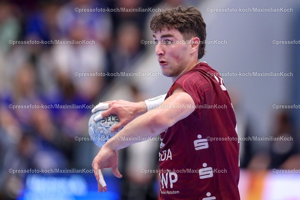 Gum25042501069 | 25.04.2025, Handball, HBL, VfL Gummersbach - 1. VfL Potsdam, Schwalbe-Arena: Elias Kofler (VfL Potsdam #10) 