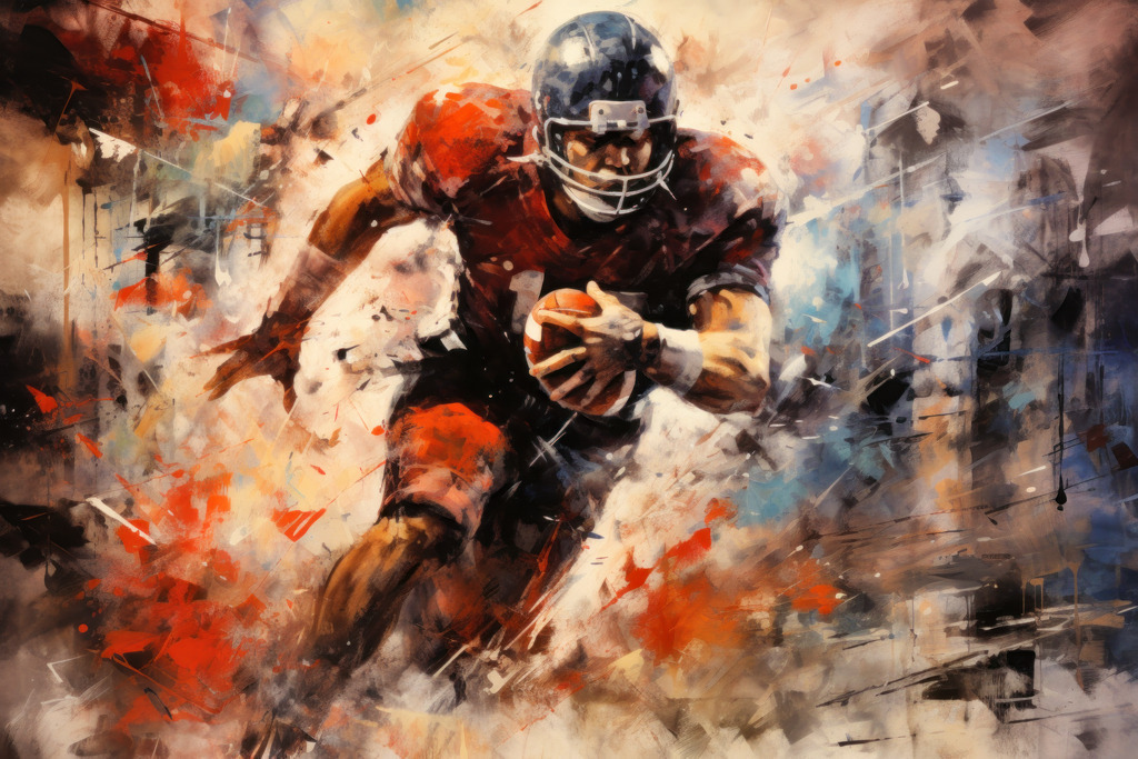 2307237 - Footballspieler | Modernes digitales Gemälde eines American Footballspielers.