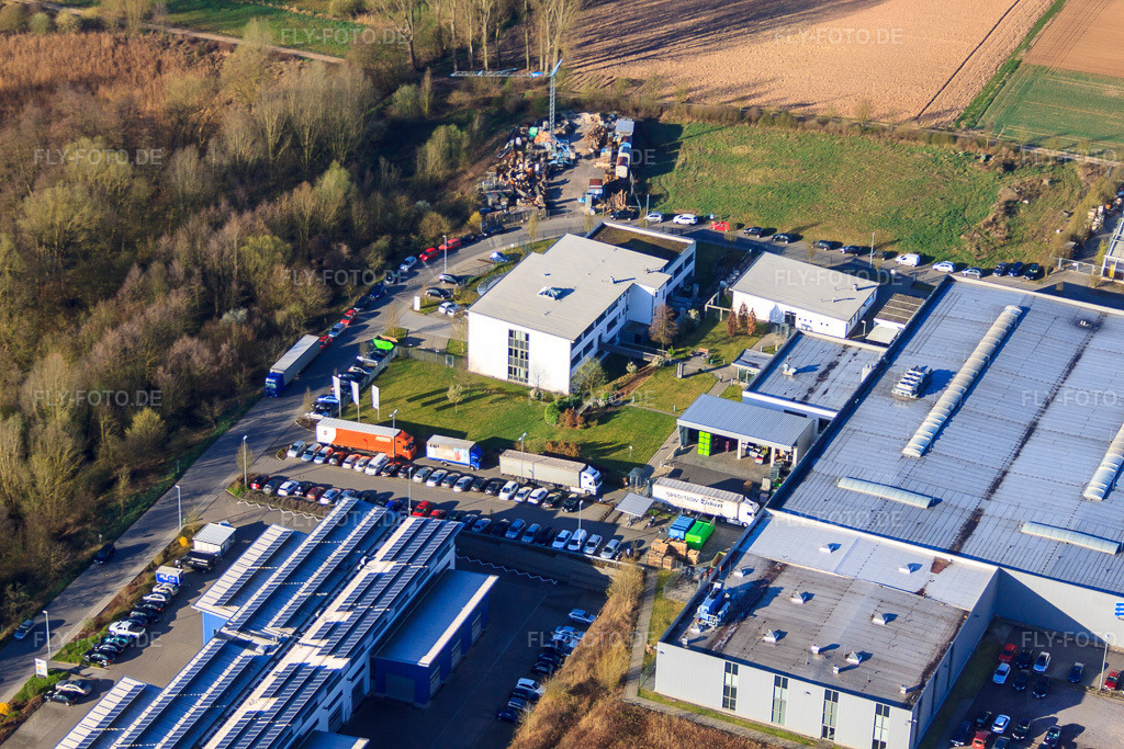 Luftbild: Gewerbepark W I mit Eberspächer catem GmbH & Co. KG in Herxheim bei Landau im Bundesland Rheinland-Pfalz in Deutschland. Foto: IMG_63313.jpg vom 20.03.2014 durch Werner Riehm/FLY-FOTO.deWWW.EBERSPAECHER.COM