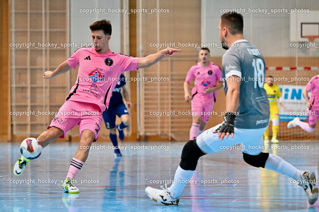 Carinthia Flamengo Futsal Club vs. Futsal Klagenfurt | #17 Hasan Kupinic Carinthia Flamengo, #18 Vladimir Kajkut Futsal Klagenfurt, Carinthia Flamengo Futsal Club vs. Futsal Klagenfurt, Carinthia Flamengo Futsal Club vs. Futsal Klagenfurt am 01.12.2024 in Klagenfurt (Ballspielhalle Viktring), Austria, (Photo by Bernd Stefan)