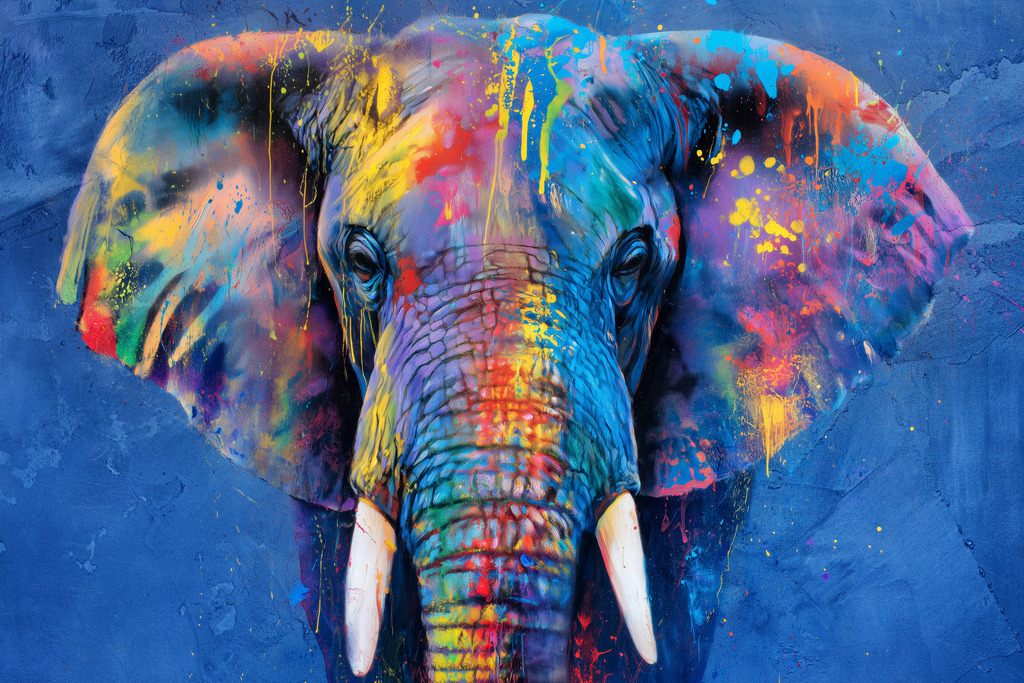 2507024 - Elefant im Pop Art Look | Bestelle dieses moderne Elefantenbild als hochwertiges Wandbild oder Poster z.B. auf Leinwand hier bei uns im Onlineshop mit kostenloser Lieferung innerhalb Deutschlands.