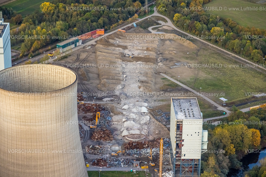Hamm251006517Werne | Luftbild, RWE Generation SE Kraftwerk Gersteinwerk, nach der Sprengung des Schornsteins, Stockum, Werne, Ruhrgebiet, Nordrhein-Westfalen, Deutschland