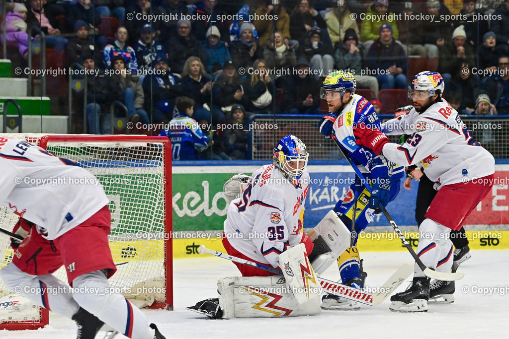 EC IDM Wärmepumpen VSV vs. EC Red Bull VSV | #35 Atte Tolvanen EC Red Bull Salzburg, #26 Guus van Nes EC VSV, #23 Devante Stephens EC Red Bull Salzburg, EC IDM Wärmepumpen VSV vs. EC Red Bull VSV, EC IDM Wärmepumpen VSV vs. EC Red Bull Salzburg am 16.01.2026 in Villach (Stadthalle Villach), Austria, (Photo by Bernd Stefan)