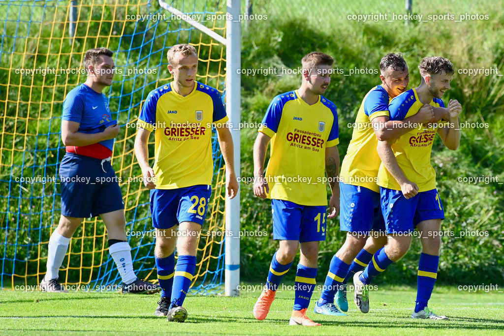 SV Afritz vs. ASKÖ Bodensdorf 20.8.2023 | Jubel SV Afritz Mannschaft, #28 Nico Moser, #15 Niklas Stinnig, #12 Sandro Pascal Moser, #14 Fabian Orter, #9 Fabian Hannes Raab