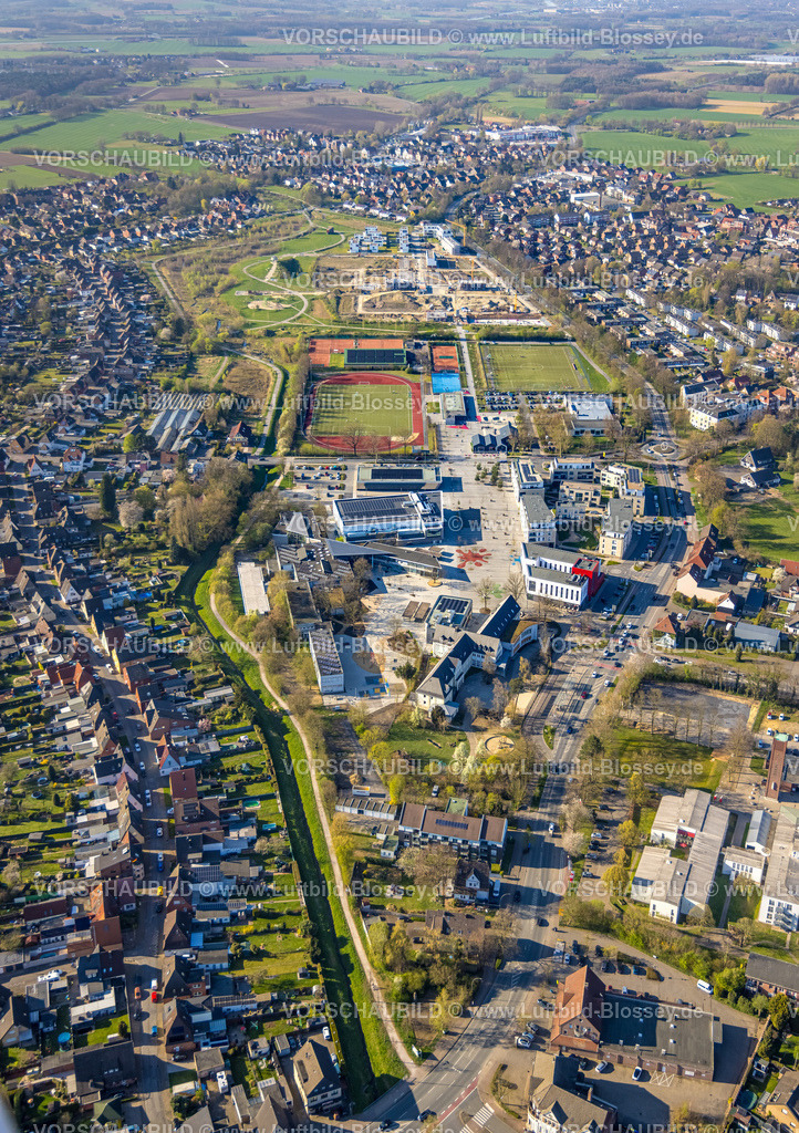 Selm250404964 | Luftbild, Auenpark mit Campus, Gymnasium, Sportzentrum Sparkassen Arena und Wohnen am Auenpark, Selm, Münsterland, Nordrhein-Westfalen, Deutschland