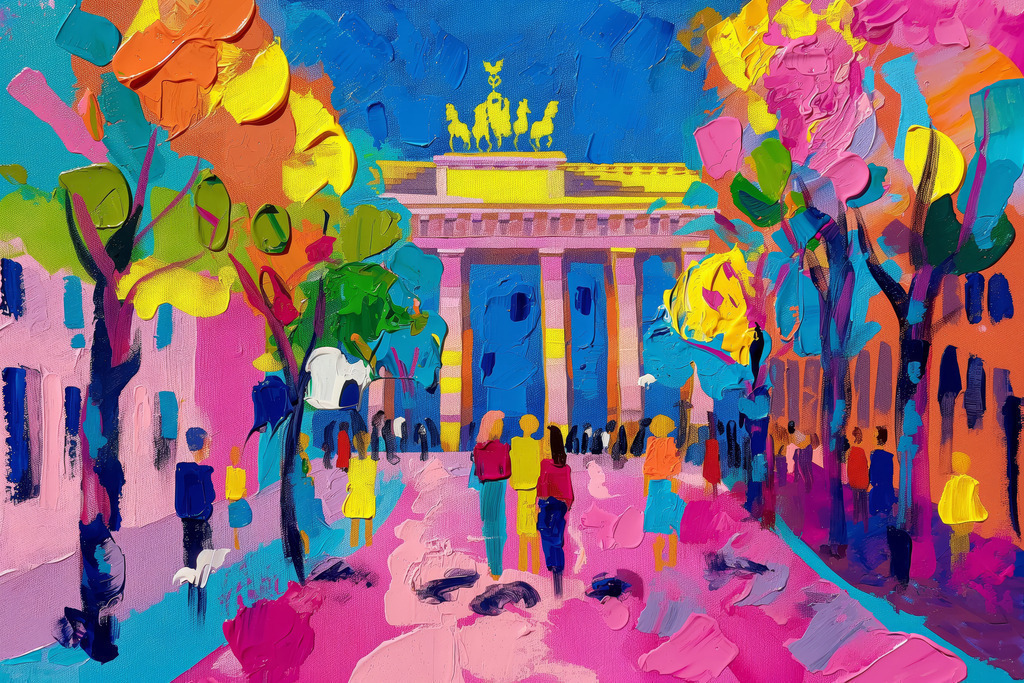 2501022 - Unter den Linden | Modernes abstraktes Bild vom Brandenburger Tor in Berlin im Stil eines Gemäldes.