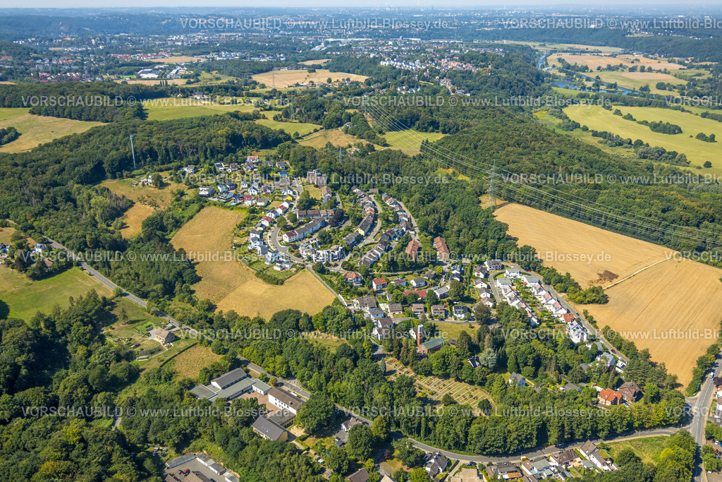 Witten220808429 | Luftbild, Wohnsiedlung Im Röhrken Ortsteil Buchholz, Witten, Ruhrgebiet, Nordrhein-Westfalen, Deutschland