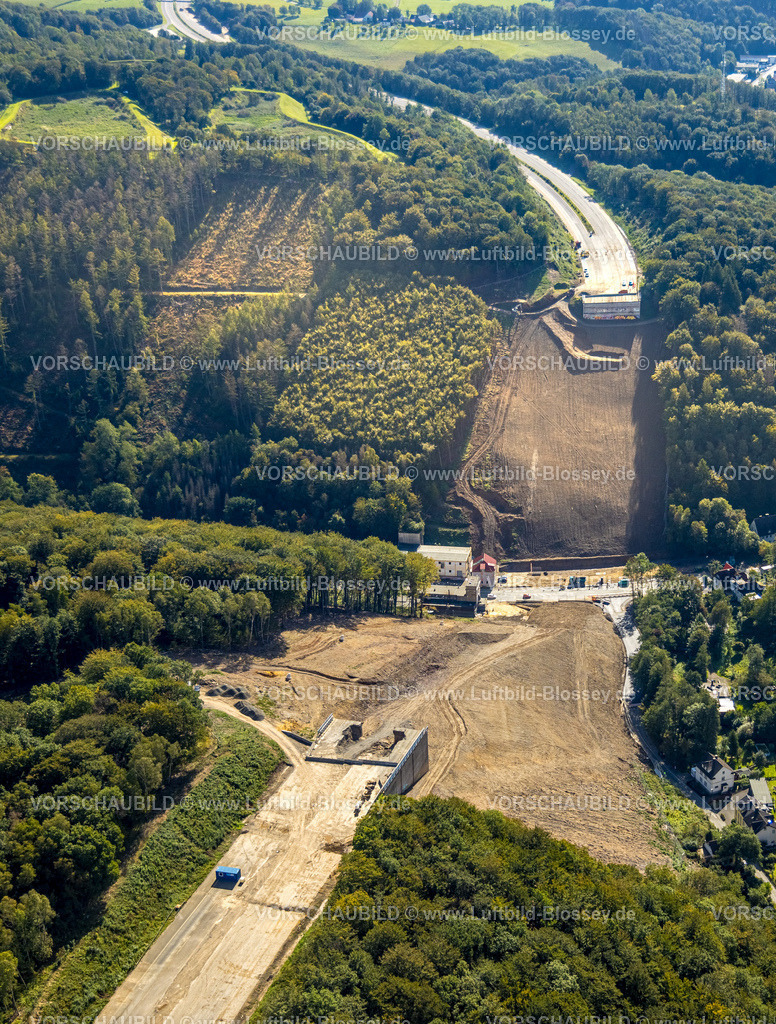 Luedenscheid230908039Rahmedebruecke | Luftbild, Abgerissene und gesprengte Talbrücke Rahmede der Autobahn A45, Baustelle für Neubau, Gevelndorf, Lüdenscheid, Sauerland, Nordrhein-Westfalen, Deutschland