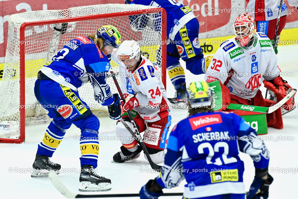 EC IDM WÄRMEPUMPEN VSV vs. EC KAC | #24 Strong Steven EC KAC, #32 Dahm Sebastian EC KAC,  #12 Pearson Chase EC VSV, EC IDM WÄRMEPUMPEN VSV vs. EC KAC, EC IDM WÄRMEPUMPEN VSV vs. EC KAC am 02.02.2025 in Villach (Stadthalle Villach), Austria, (Photo by Bernd Stefan)