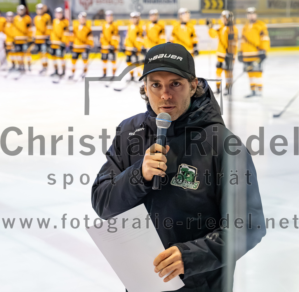 2026-02-27_017_TSV_Erding_gegen_EV_Fuessen | Erding, Deutschland, 27.02.2026:Eishockey, Oberliga Süd 2025 / 2026, 51. Spieltag, TSV Erding gegen EV Füssen, Endergebnis: 2:4Co-Trainer Thomas Brandl (Erding Gladiators)Foto: Christian Riedel / fotografie-riedel.net