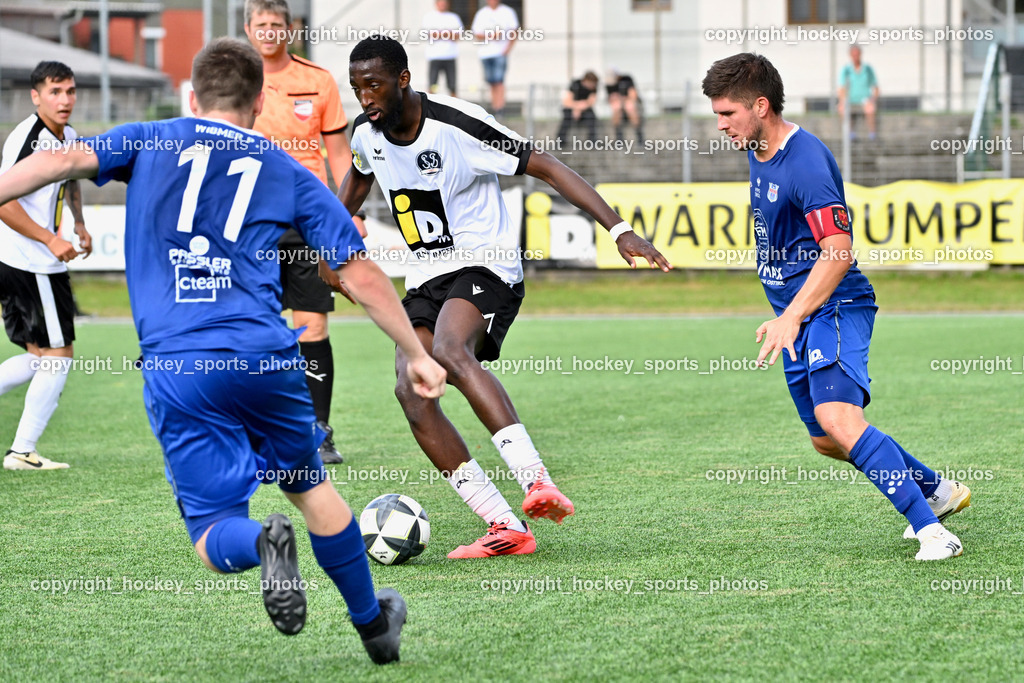 SV Spittal vs. UNION Matrei | #28 Mohamadou Cassama SV Spittal, #31 Jonathan Panzl UNION Matrei, #11 Philipp Wibmer UNION Matrei, SV Spittal vs. UNION Matrei, SV Spittal vs. UNION Matrei am 17.08.2025 in Spittal an der Drau (Goldeck Stadion), Austria, (Photo by Bernd Stefan)
