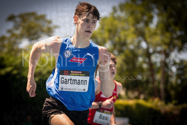 Juniorengala 2026; Mannheim, 13.06.2026 | MANNHEIM, GERMANY - JUNE 13, 2026 : Jannis Gartmann (GER/VfL Sindelfingen) competing in the men’s U20 400m hurdles during the Juniorengala 2026 at Michael-Hoffmann-Stadion on June 13, 2026 in Mannheim, Germany.