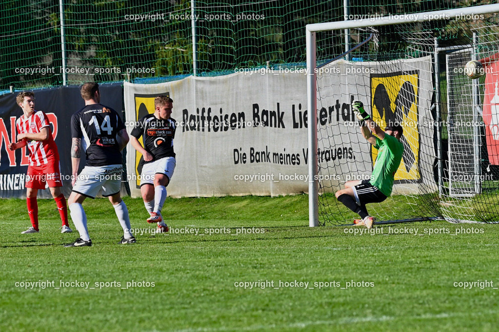 FC Gmünd vs. FC KAC 1909 22.4.2023 | #1 Christoph Pirker, #6 Christoph Gigler, #14 Philipp Platzer, Tor FC KAC 1909