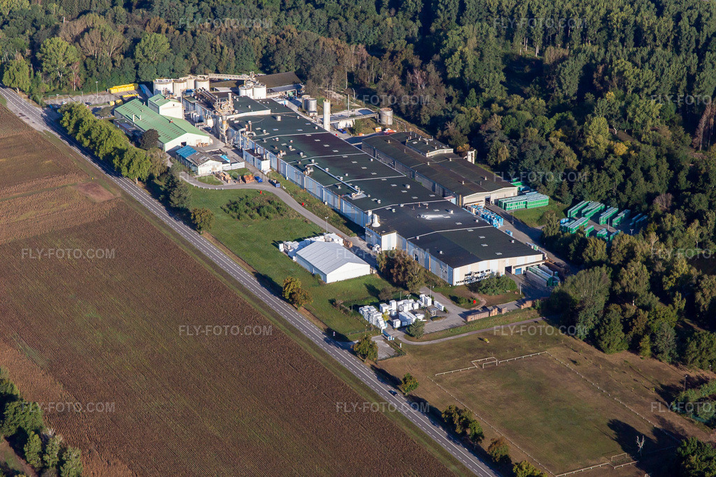 Aerial view: Sitek Insulation in the district Altenstadt in Wissembourg in the state Bas-Rhin, France.Photo: IMG_138965.jpg taken on 09/24/2023 by Werner Riehm/FLY-FOTO.comResolution of the original: 5472 x 3648 pxWWW.SITEKINSULATION.COM