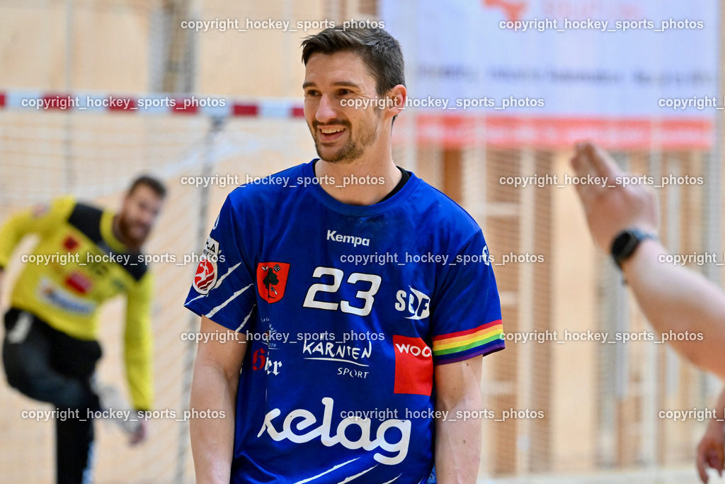 SC Ferlach vs. HSG Bärnbach/Köflach 30.3.2024 | #23 KOCBEK Jure SC Ferlach, SC Ferlach vs. HSG Bärnbach/Köflach 30.3.2024, SC Ferlach vs. HSG Bärnbach/Köflach am 30.03.2024 in Ferlach (Ballspielhalle Ferlach), Austria, (Photo by Bernd Stefan)