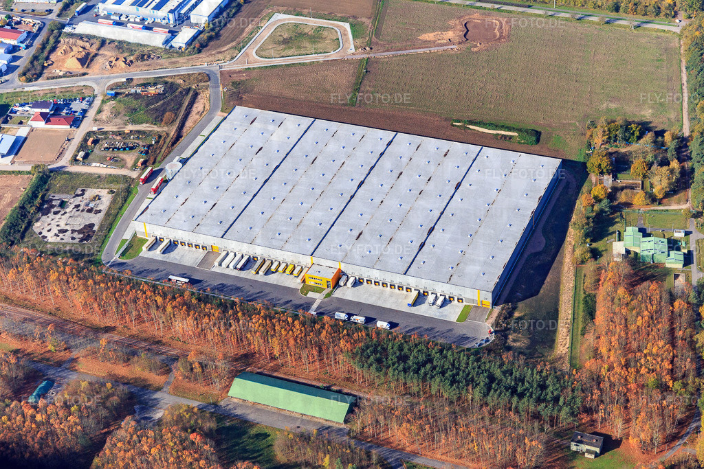 Industriegebiet Waldstückerring mit Logistikhalle für Continental Reifen Gmbh und FIEGE Logistik aus Osten http://continental-reifen.slue.io/ http://www.fiege.com/ | Luftbild: Industriegebiet Waldstückerring mit Logistikhalle für Continental Reifen Gmbh und FIEGE Logistik aus Osten http://continental-reifen.slue.io/ http://www.fiege.com/ in Bellheim im Bundesland Rheinland-Pfalz in Deutschland. Foto: IMG_104291.jpg vom 31.10.2017 durch Werner Riehm/FLY-FOTO.de - Realisiert mit Pictrs.com