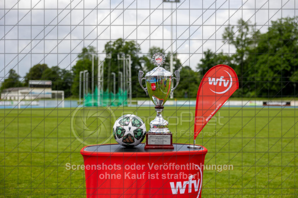20250529_124938_0163 | #,  SGM Wendlingen-Ötlingen II (blau) vs. 1.FC Donzdorf II (schwarz), Fussball, Frauen-Bezirkspokal Finale Saison 2024/2025, Rasenplatz VfL Stadion Kirchheim, Jesinger Straße 105, 73230 Kirchheim, 29.05.2025 - 13:00 Uhr,Foto: PhotoPeet-Sportfotografie/Peter Harich