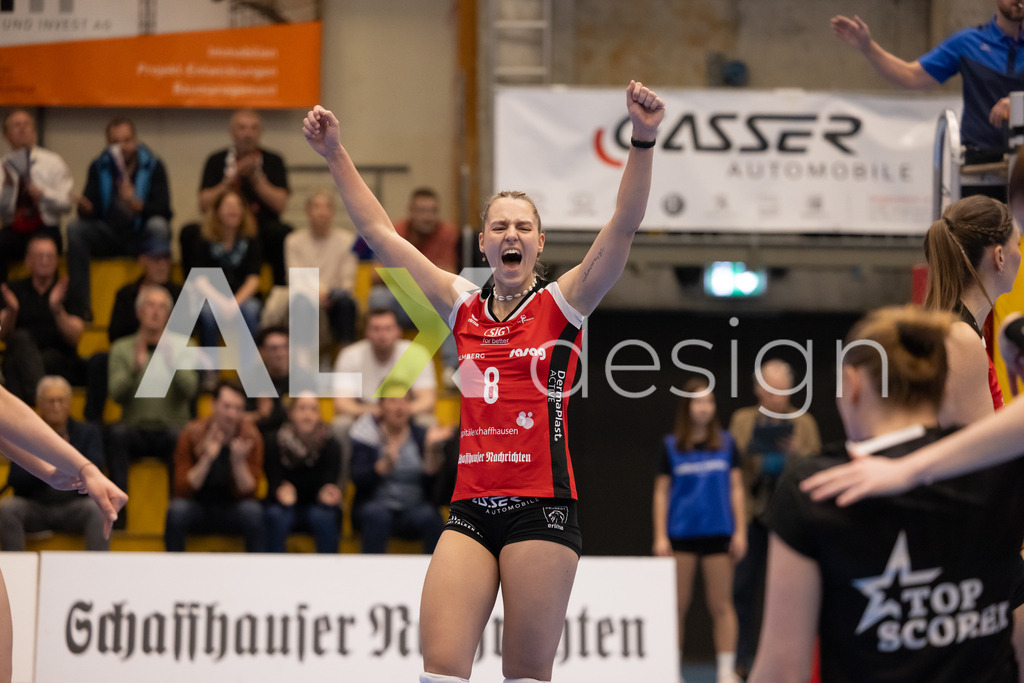 Volleyball I Frauen I Saison 2025-2026 I Volleyball NLA | Women I 1/2 Finals I  VC Kanti Schaffhausen - Sm'Aesch Pfeffingen I 18.03.2026 | 8 Lina-Marie Lieb (DE) (VC Kanti Schaffhausen) – Aussen - Realisiert mit Pictrs.com