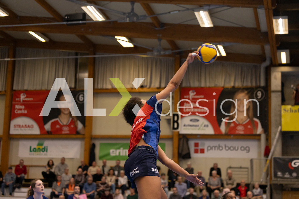 Volleyball I Frauen I Saison 2025-2026 I Volleyball NLA | Women I 1/2 Finals I  VC Kanti Schaffhausen - Sm'Aesch Pfeffingen I 07.03.2026 | 23 Emma Ellis (USA) (Sm'Aesch Pfeffingen) – Diagonalangriff - Realisiert mit Pictrs.com