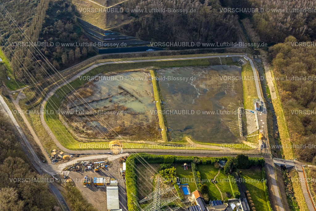 Gelsenkirchen250203026Sued | Luftbild, Baustelle Regenrückhaltebecken am Wattenscheider Bach, Ückendorf, Gelsenkirchen, Ruhrgebiet, Nordrhein-Westfalen, Deutschland