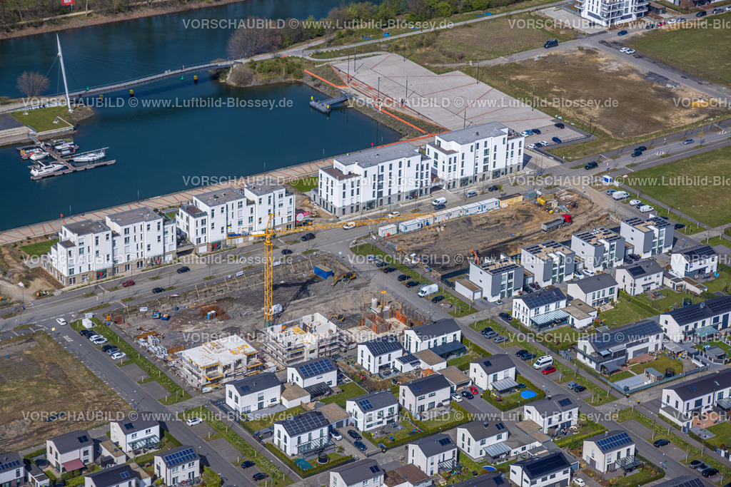 Gelsenkirchen220402361 | Luftbild, Yachthafen Marina, Reihenhaus Wohnsiedlung Hafenquartier Graf Bismarck am Rhein-Herne-Kanal, Bismarck, Gelsenkirchen, Ruhrgebiet, Nordrhein-Westfalen, Deutschland