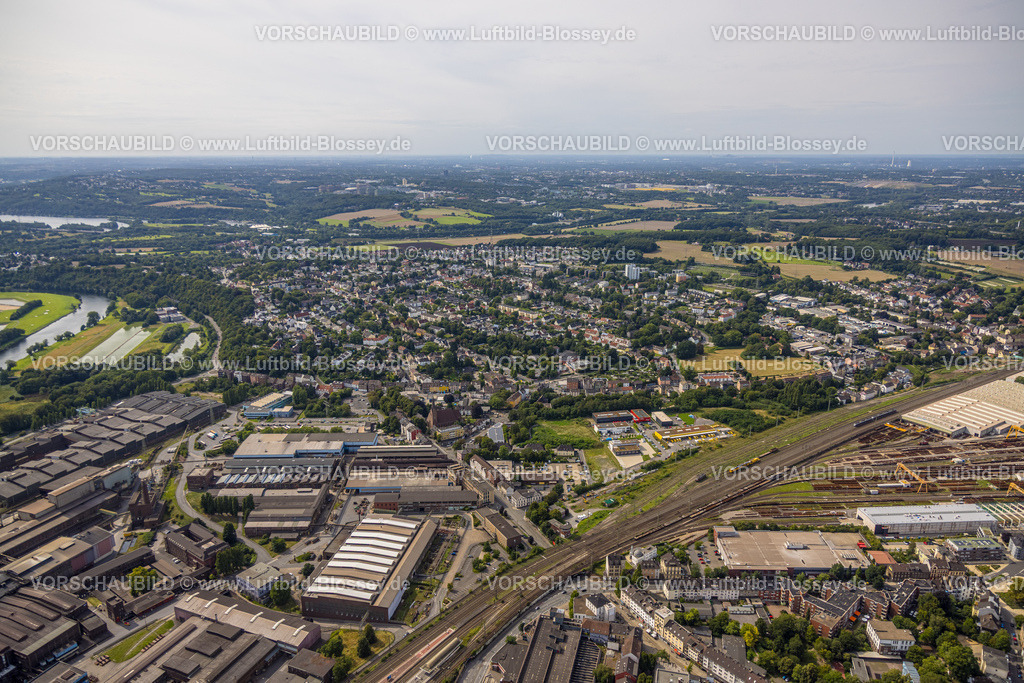 Witten250804799 | Luftbild, Gewerbegebiet Drei Könige, Steinhauser Hütte, Ansicht Wohngebiet Ortsteil Heven mit Fernsicht, Witten, Ruhrgebiet, Nordrhein-Westfalen, Deutschland
