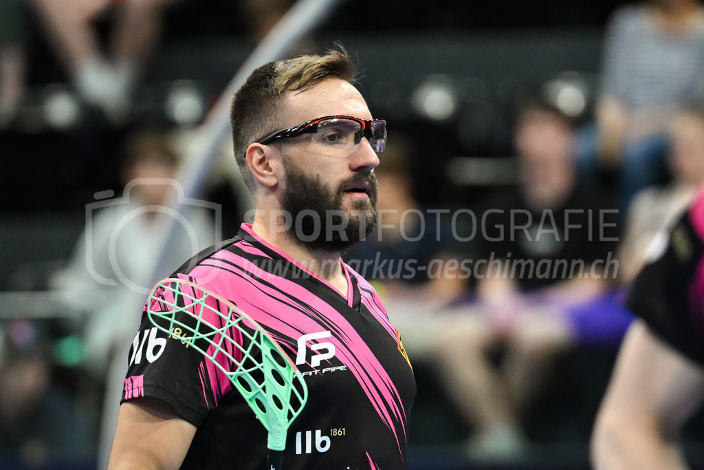 Zug United - HC Rychenberg - 25. April 2026 | Tobias Studer (#23 HC Rychenberg Winterthur) beim Aufwärmen am L-UPL Superfinal-Spiel zwischen Zug United und HC Rychenberg am 25. April 2026 in der BCF Arena, Fribourg, Schweiz.Bild: Sportfotografie Markus Aeschimann | www.markus-aeschimann.ch - Realisiert mit Pictrs.com