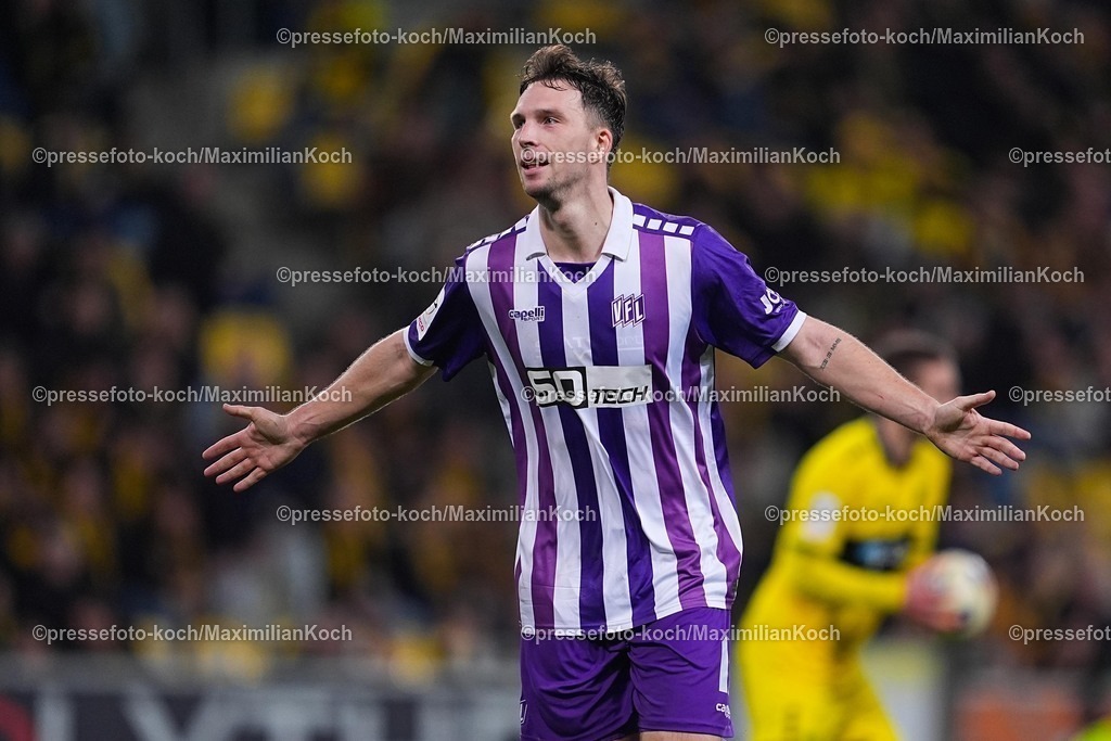 xYDRx17012601070 | 17.01.2026, xydrx, Fußball, 3.Liga, TSV Alemannia Aachen - VfL Osnabrück, Saison 2025 2026, Tivoli: Torjubel nach dem Tor zum 3:0 für den VfL Osnabrück durch Torschütze Robin Meißnern (VfL Osnabrück #11)        DFB regulations prohibit any use of photographs as image sequences and or quasi-video. Photo: xYannisxDreimannxPressefotoKochx