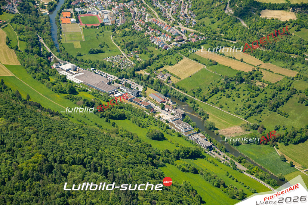 Schrägluftbild  Hofratsmühle  Künzelsau - Das Luftbild wurde 2025 vom UL-Flugzeug heraus erstellt ( keine Drohne ) - Hochauflösende Luftaufnahme -Nicht vergleichbar mit Google Maps oder Satelittenbilder- Die Geschenkidee !Mit Lizenz und Bildrechte bestellbar
