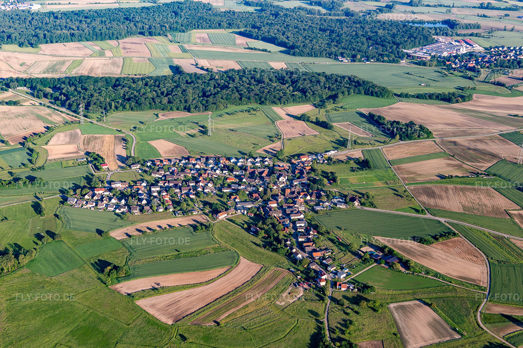 Luftbild: Ortsansicht von Osten im Ortsteil Zierolshofen in Kehl im Bundesland Baden-Württemberg in Deutschland. Foto: IMG_114977.jpg vom 01.06.2019 durch Werner Riehm/FLY-FOTO.de
