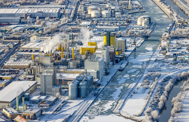 Hamm221202794 | Luftbild, Winterlicher Hafen Hamm, vereister Fluss Lippe und Datteln-Hamm-Kanal, Mitte, Hamm, Ruhrgebiet, Nordrhein-Westfalen, Deutschland