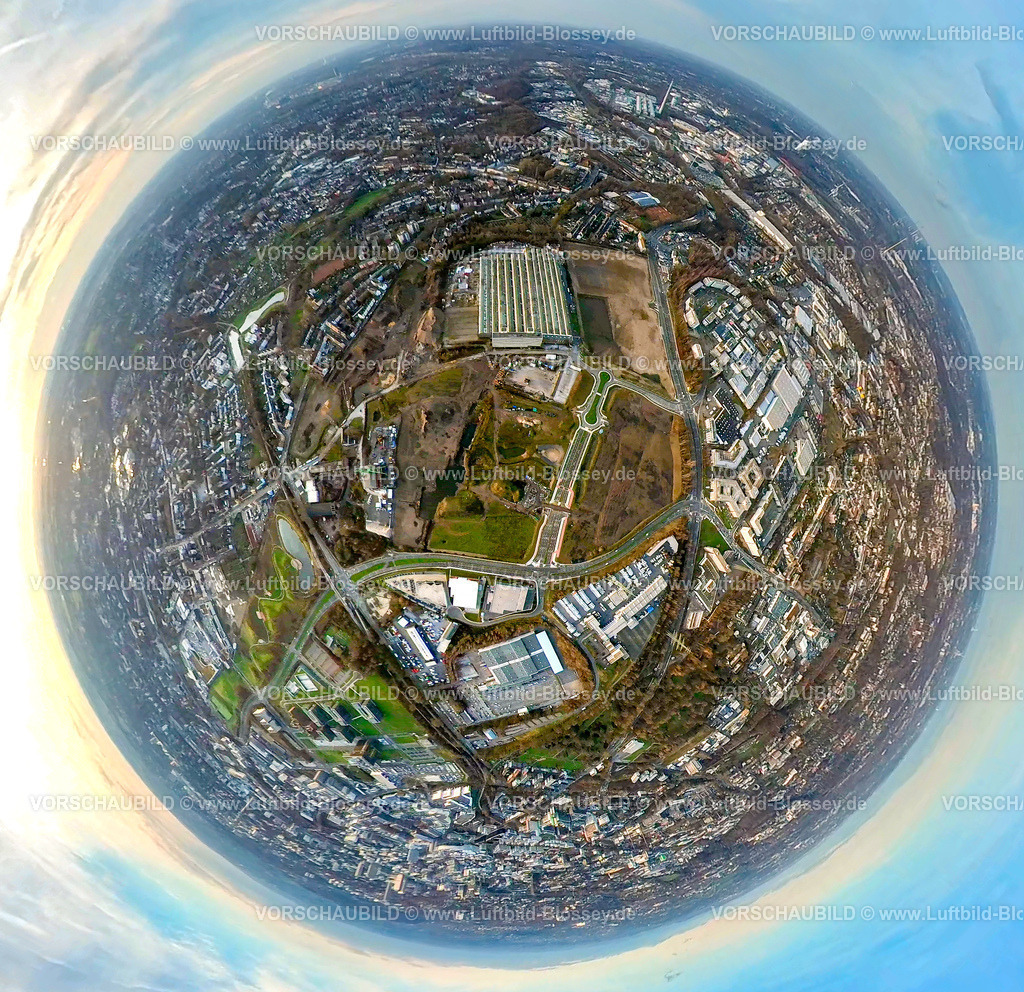 Essen2301fish0006ZecheVereinigteHeleneAmalie | Luftbild, Gelände der ehemaligen Zeche Vereinigte Helene-Amalie, Baugebiet Stadtquartier Essen 51, Fisheye Aufnahme, Fischaugen Aufnahme, 360 Grad Aufnahme, Nordviertel, Essen, Ruhrgebiet, Nordrhein-Westfalen, Deutschland