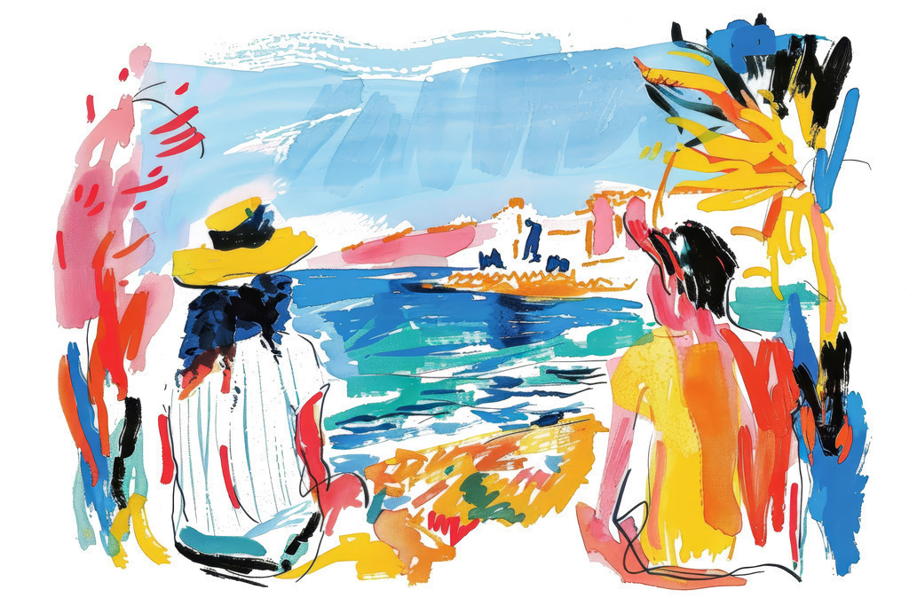 2404015 - Sommer am Strand | Sommerliche Szene am Strand im Stil eines abstrakten Gemäldes, das an Matisse erinnert.