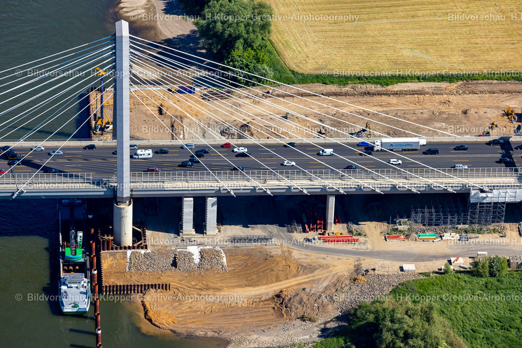 Luftbild Leverkusen-3449 | Luftbildfotografie und Luftbild Luftbild Baustelle zum Sanierung und Instandsetzung des Autobahn- Brückenbauwerk " Leverkusener Rheinbrücke " in Leverkusen im Bundesland Nordrhein-Westfalen, Deutschland - Realisiert mit Pictrs.com