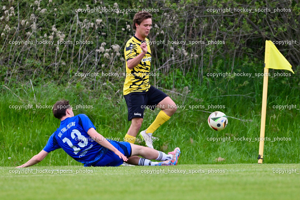 FC Faakersee vs. URC Thal Assling | #13 Philipp Perfler URC Thal Assling, #5 Cajetan Maria Thaddäus Kolig FC Faakersee, FC Faakersee vs. URC Thal Assling, FC Faakersee vs. URC Thal Assling am 04.05.2025 in Finkenstein (Sportplatz Finkenstein), Austria, (Photo by Bernd Stefan)